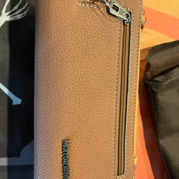 Montana West Trifold Wallet Brown on Brown Rhinestone Flower Bling Western Purse - Picture 8 of 8